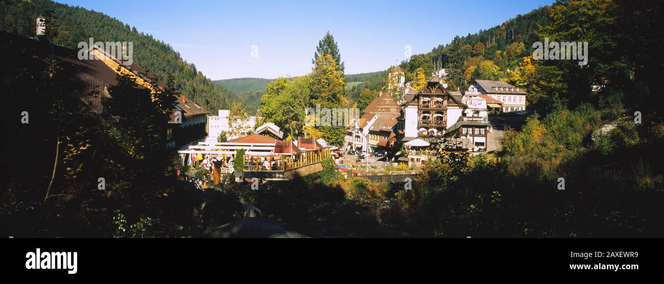 Blick auf EINE Stadt, Triberg im Schwarzwald, Schwarzwald, Baden-Württemberg, Deutschland Stockfoto