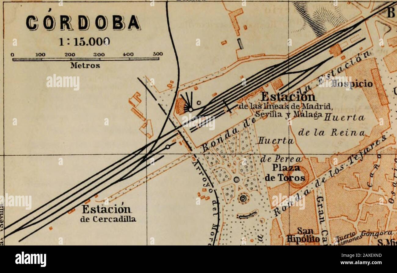 Spanien und Portugal: Handbuch für Reisende S. 391), und erreichen die Puerta de Elvira, dann Tor von (49 M.) Granada (S. 377). Die Eisenbahn nach Puente Genil führt zur W., über die Fertilecampifia von Jaen, überquert den Barranco de Regordilla und röllt Theslope der Sierra de Jaen. Torre del Campo, 31 M. TorreDon Jimeno (8900 Personen). Danach wendet sie sich an die S.W. Martos, eine Stadt mit 17.000 Einwohner, liegt auf einem Hügel über dem Fluss Grande. Es ist der iberische Tucci, der von den Römern befestigt und in Colonia Augusta Gemella umbenannt wurde, zu Ehren der Theveteranen zweier Legionen. - Zum Seufzen Stockfoto