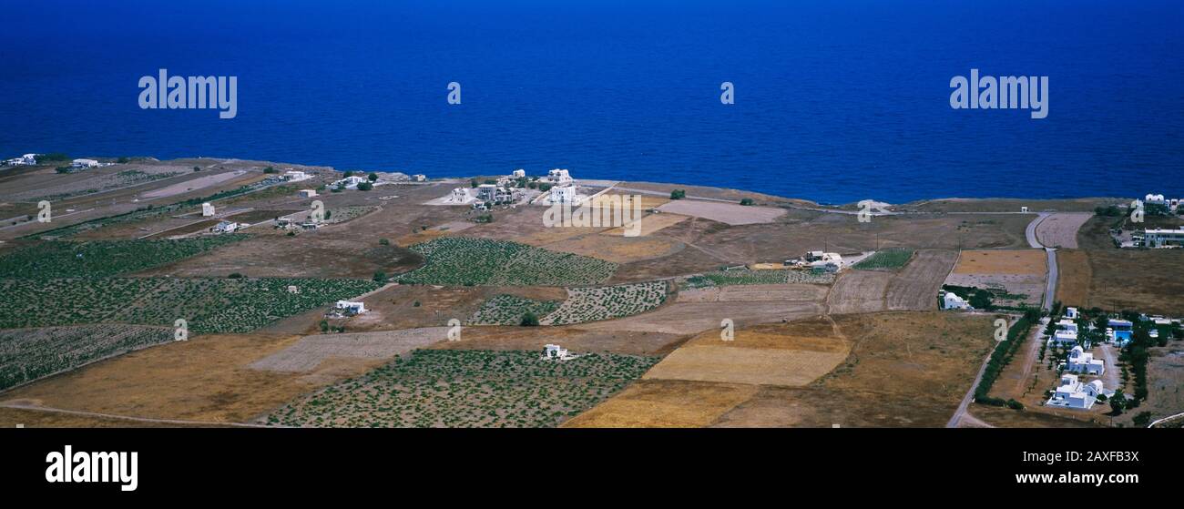 Blick in die Landschaft, Oia, Santorini, Griechenland Stockfoto