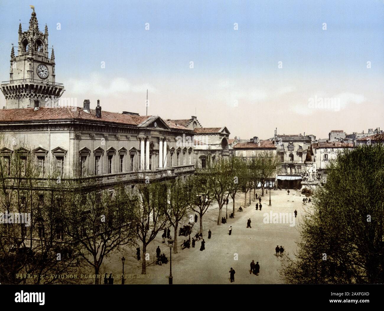 1890 Ca, AVIGNON, Provence-Alpen-Cote d'Azur, FRANKREICH: Der ORT des Hotels de ville. Farbfotochrom, Detroit Publishing Co., USA - PIAZZA - MUNICIPIO - FOTO STORICHE - HISTORIENFOTOS - STOCK - GEOGRAFIA - GEOGRAPHIE - ARCHITEKTUR - ARCHITETTURA - VECCHIA Europa - ALTES EUROPA - FRANCIA - Piazza - PROVENZA © Archivio GBB / Stockfoto