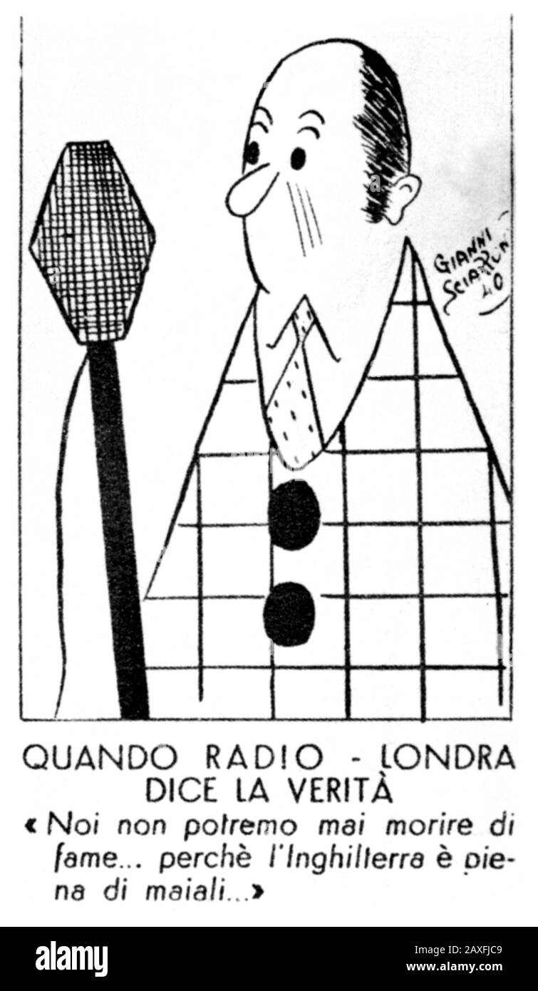 1940, ITALIEN: ITALIENISCHE FASCHISTISCHE SKETCHPROPAGANDA GEGEN GROSSBRITANNIEN - FASCISMO - FASCISTA - FASCHISMUS - ANNI VERS - ART DECO - ITALIEN - 20 - BENITO MUSSOLINI - FOTO STORICHE - GESCHICHTSFOTOS - BESTAND - ITALIEN - ITALIEN - ITALIEN - XX JAHRHUNDERT - NOVECENTO - SECONDA GUERRA MONDIALE - 2. Weltkrieg II - ITALIEN - vignetta satirica - satira politica - illuzazione - Illustration © Archivio GBB / Stockfoto