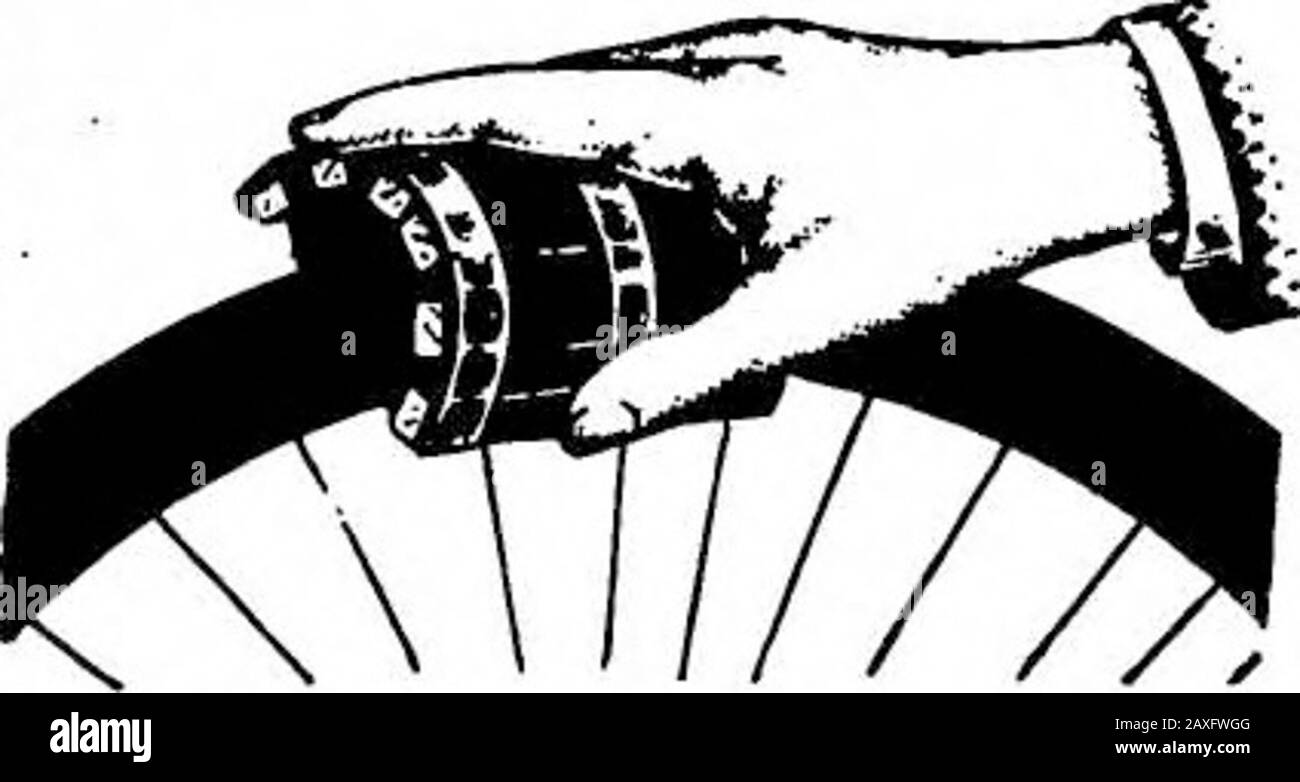 Wissenschaftlicher Amerikanischer Band 77 Nummer 05 (Juli 1897) . HALTEN SIE IHR RAD SAUBER! Insbesondere Ihre Reifen und Kettenräder. Nichts rotten die ersteren schneller als eine Ansammlung von Kalk oder Dung. Bürsten Sie Ihre Reifen ab, sobald Sie durch die Fahrt fahren, und, um Es vollständig und gründlich zu tun, die ubb FARRANDS-FAHRRADBÜRSTE, die auf wissenschaftlichen Prinzipien aufgebaut ist. So flexibel, dass Er Sich Sofort j an die Kurven des Reifens und der Handfläche anpasst. Schön, ordentlich, kompakt, messinggebunden I  ... .  Jeder Reparatursatz sollte einen enthalten. Von allen Rollern eingedorst. Von allen Händlern zu verkaufen, Stockfoto
