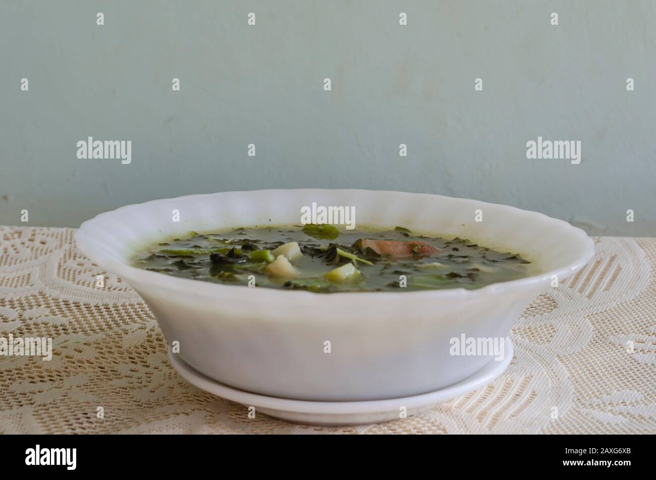 Seitenansicht Von Callaloo Soup Stockfoto