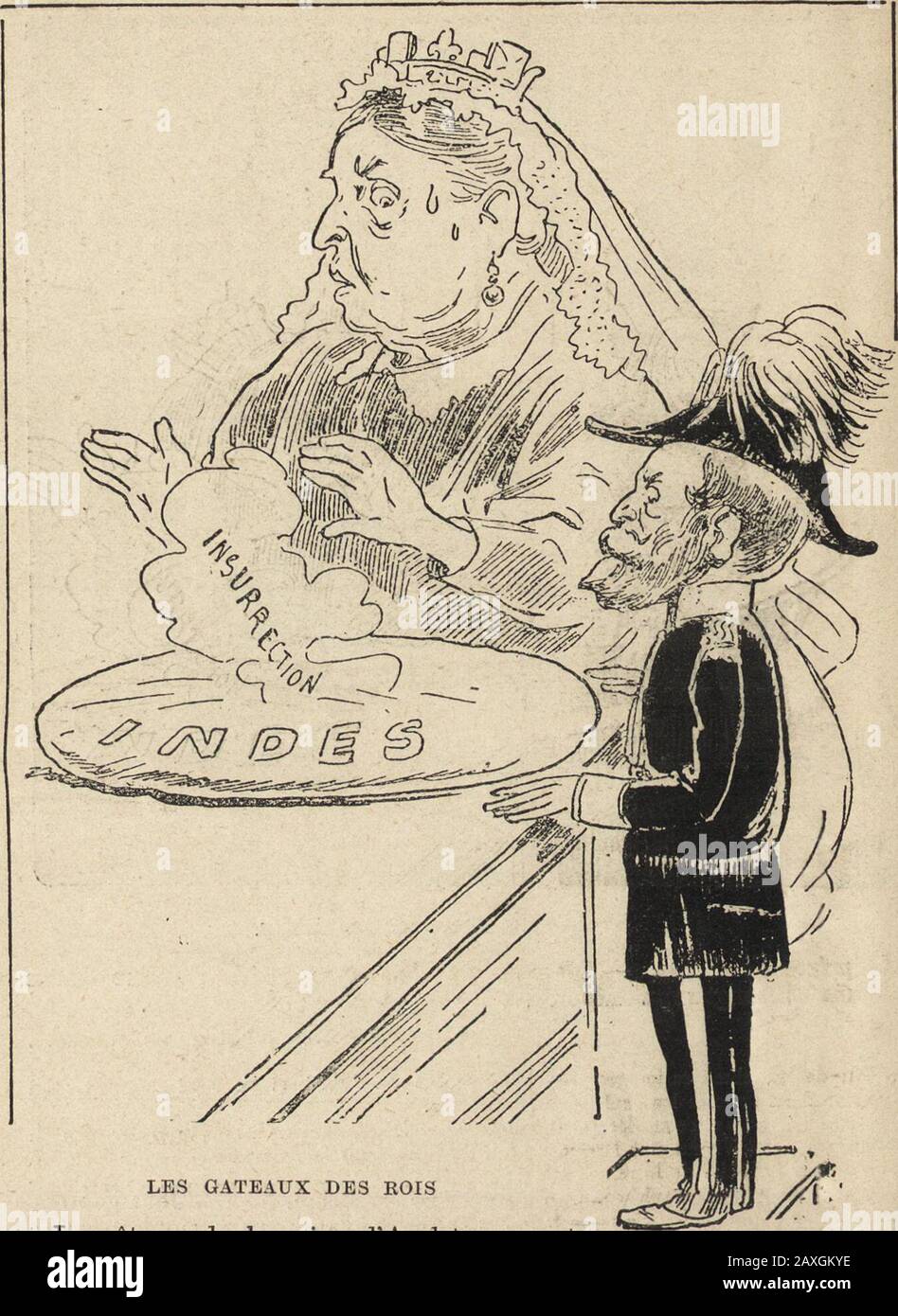 'L'oncle de l'Europe' devant l'objectif karikatural : images anglaises, françaises, italiennes, allemandes, autrichiennes, hollandaises, belges, suisses, espagnoles, portugaises, américaines etc. SOIXANTE ANS SUR LE TRÔNE. Le Prince de Galles. - Maman, tu dois être fatiguée dêtre assisedepuis si longtemps. Lève-toi un peu et cède-moi TA place. (Humoristisches Blâtter, de Vienne). * Une des nombreuses images publiées à propos du Jubilé et au sujet desquelles ontrouvera dans le texte les explacations désirables. Jajoute, ici, que si cette idée fut développée par les journaux du monde entier, Stockfoto 'L'oncle de l'Europe' devant l'objectif karikatural : images anglaises, françaises, italiennes, allemandes, autrichiennes, hollandaises, belges, suisses, espagnoles, portugaises, américaines etc. SOIXANTE ANS SUR LE TRÔNE. Le Prince de Galles. - Maman, tu dois être fatiguée dêtre assisedepuis si longtemps. Lève-toi un peu et cède-moi TA place. (Humoristisches Blâtter, de Vienne). * Une des nombreuses images publiées à propos du Jubilé et au sujet desquelles ontrouvera dans le texte les explacations désirables. Jajoute, ici, que si cette idée fut développée par les journaux du monde entier, Stockfoto