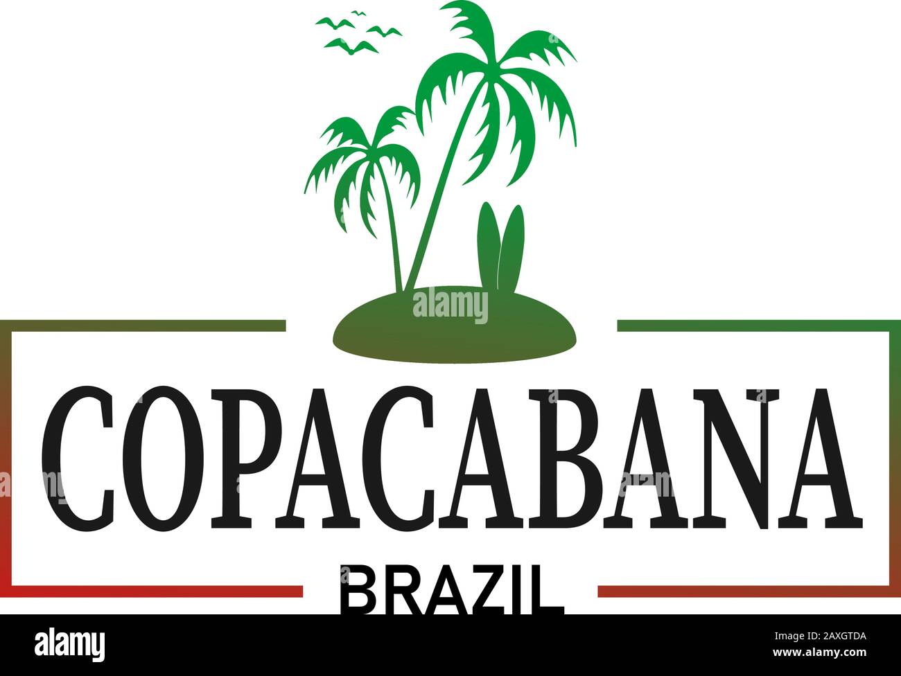 Copacabana Brasilien Logo Rahmen T-Shirt Design Hintergrund Stock Vektor