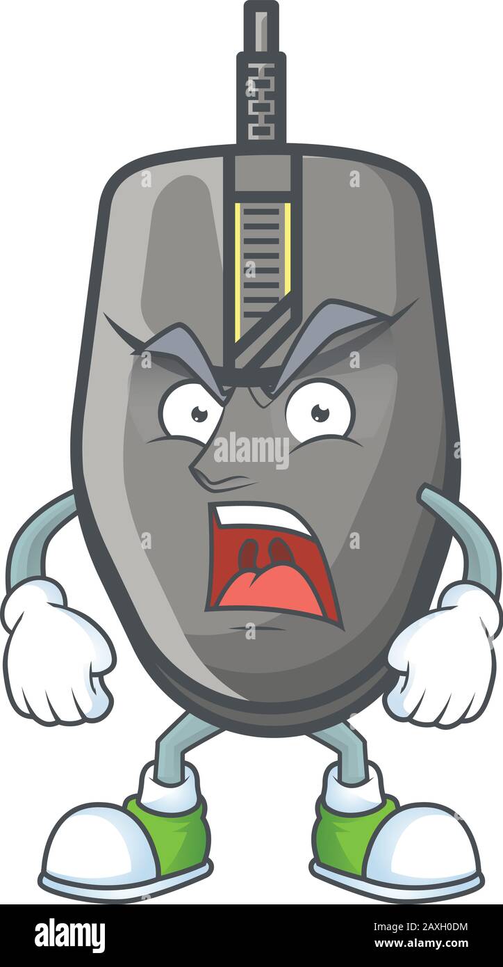 Schwarzes Mäuse-Cartoon-Charakterdesign mit verärgertem Gesicht Stock Vektor