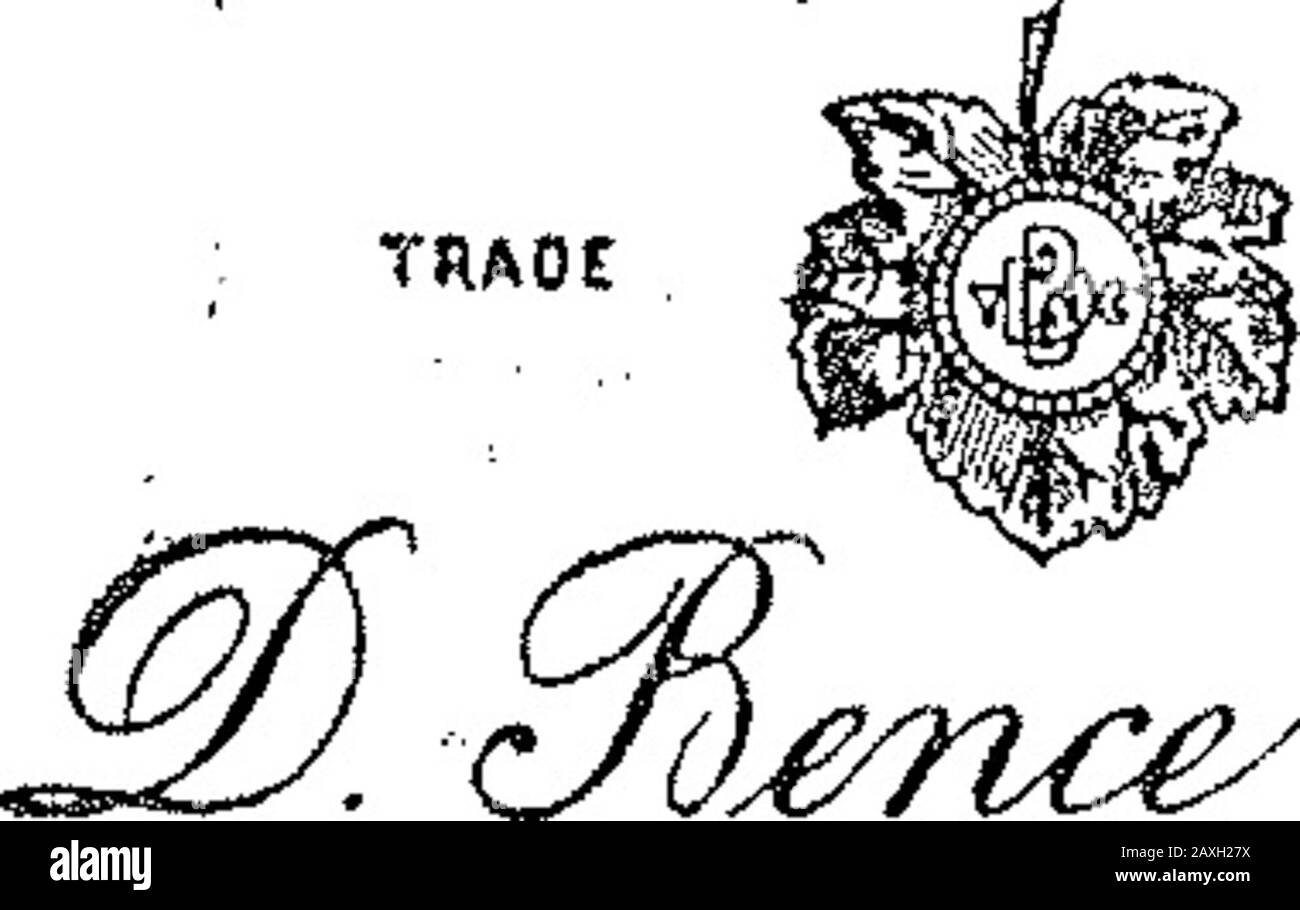 Boletín Oficial de la República Argentina 1902 1ra sección. .4SJ1ERO Agosto 29 de 1902.-Barclay, Mackin-tosh y Ca.-Distinguir tejidos, tienda, mer-cería y confecciones. V-14-Octubre. AC * A Nr. 11.050 Cognac Fine Champagne. &. I£mce/dc {¿suCognac Octubre 10 de 1902-Daniel Bence y Cía.-Distinguir cognac. (B. Miter 343).V-16-Octubre. ACTA Nr. 10.9i6 Stockfoto