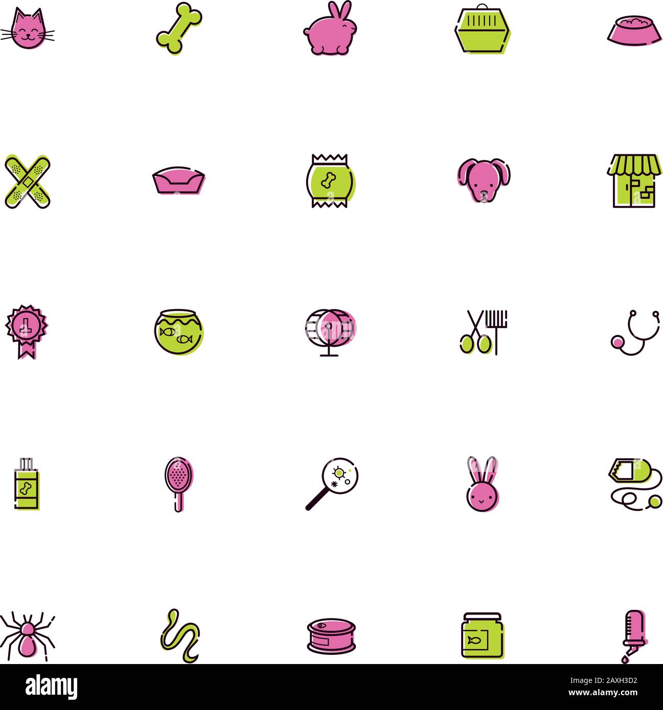 Bündel von Maskottchen und Zubehör Stock Vektor