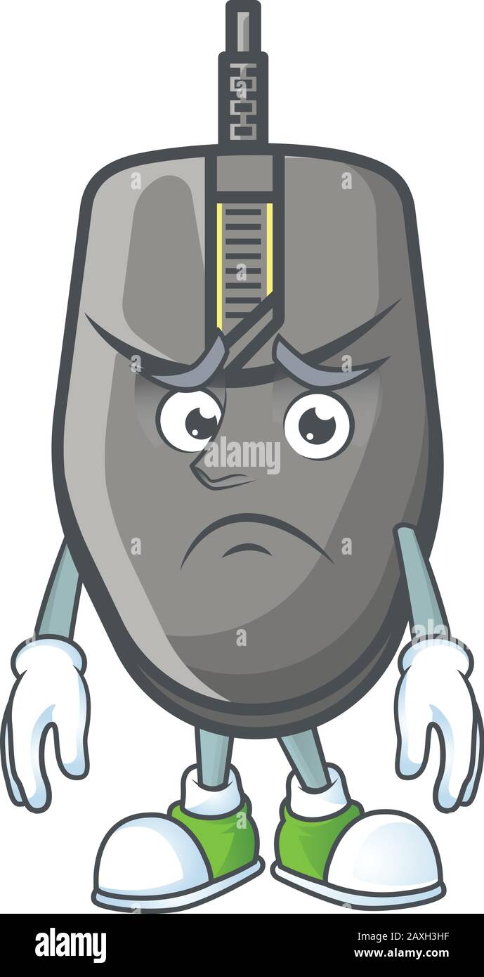 Cartoon-Charakter einer schwarzen Maus mit einem ängstlichen Gesicht Stock Vektor