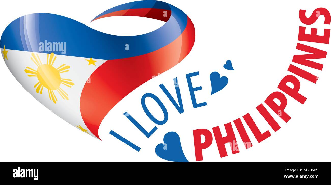 Nationalflaggen der Philippinen in Form eines Herzens und der Aufschrift "I love Philippinen". Vektorgrafiken Stock Vektor