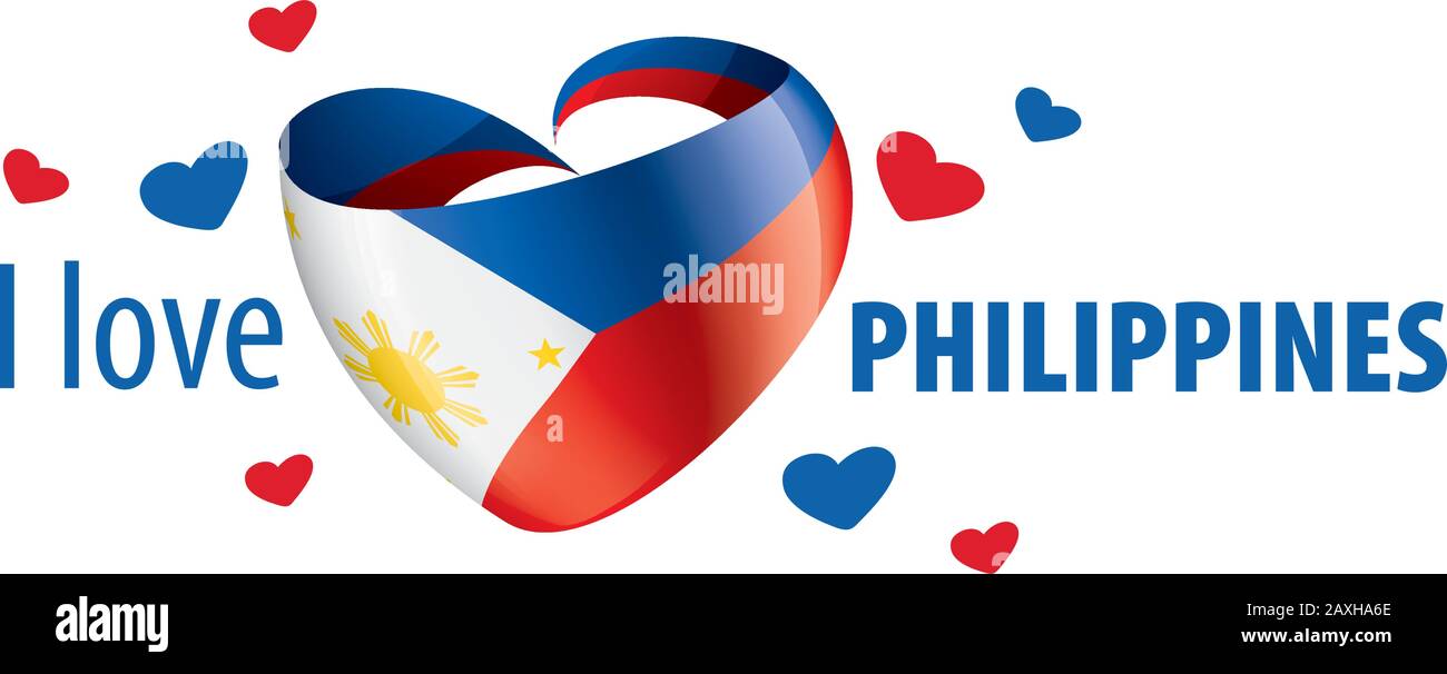 Nationalflaggen der Philippinen in Form eines Herzens und der Aufschrift "I love Philippinen". Vektorgrafiken Stock Vektor