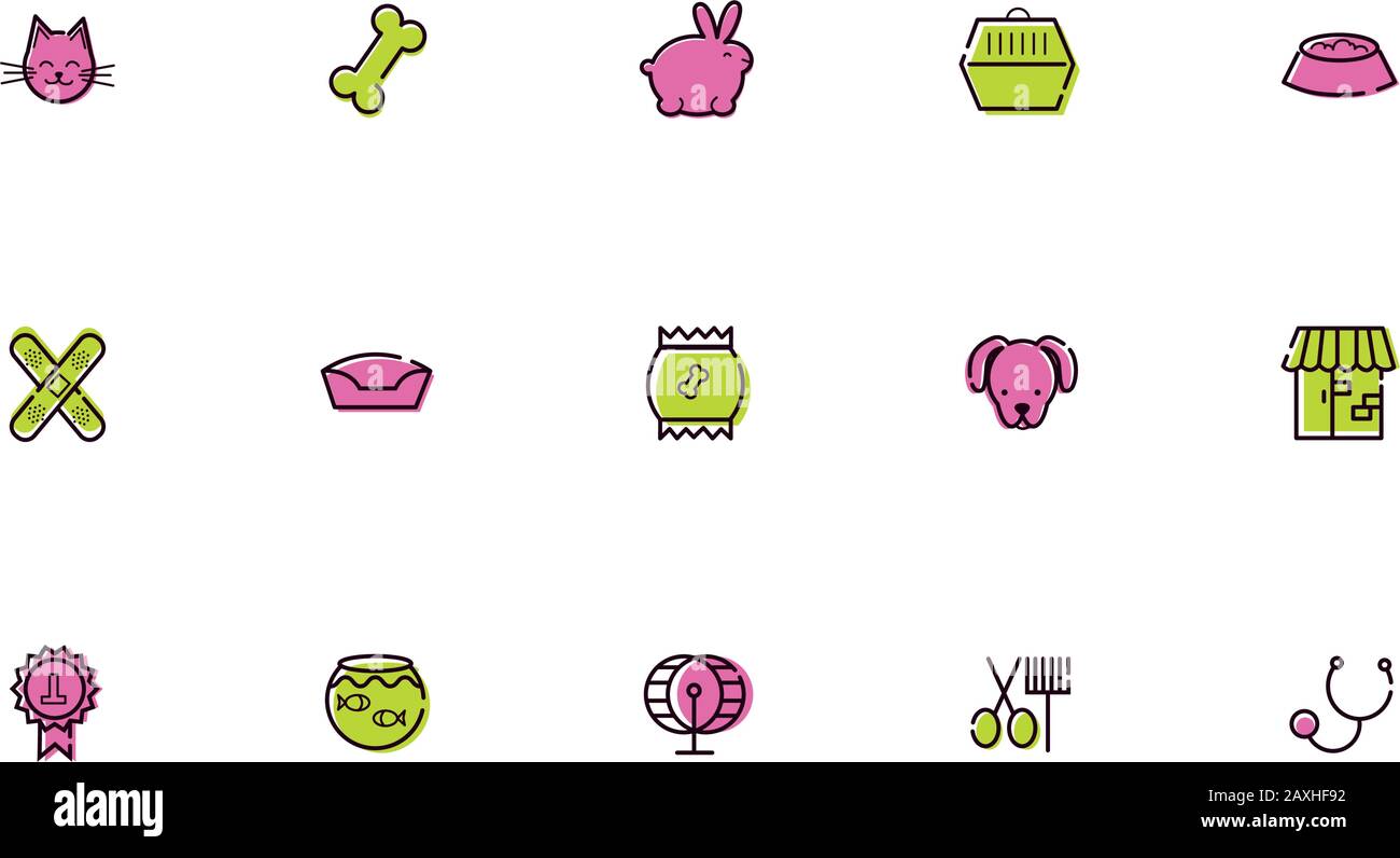 Bündel von Maskottchen und Zubehör Stock Vektor