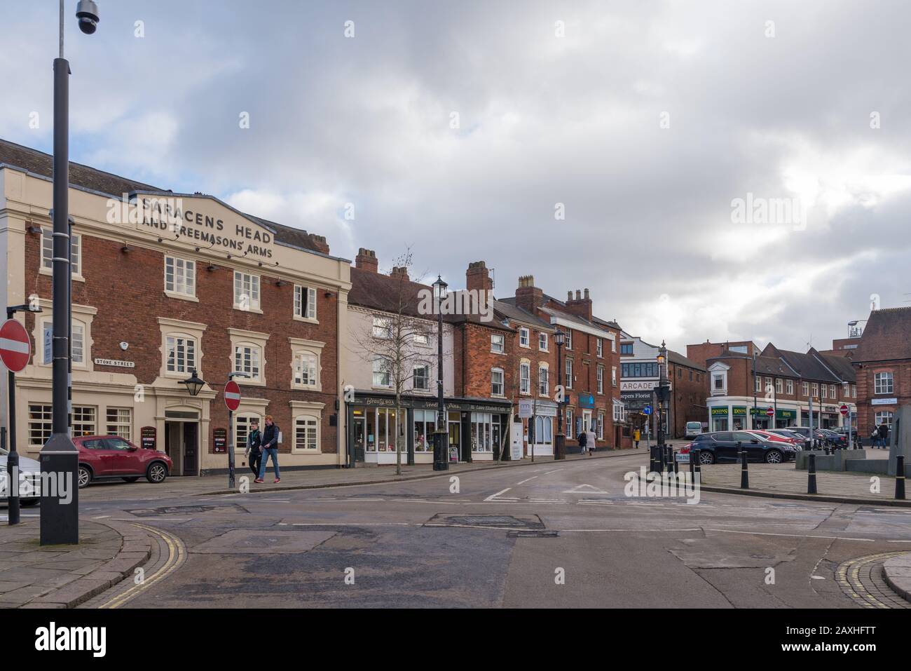 Der Platz an der Priory Street und der Stone Street im Zentrum von Dudley, West Midlands, Großbritannien Stockfoto