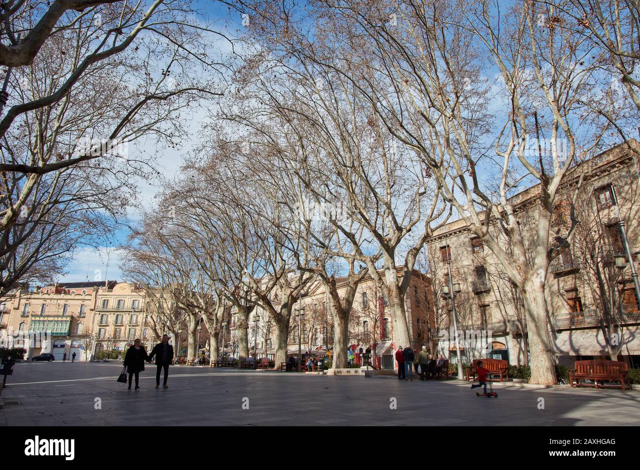 Figueres, Girona, Spanien; Feb/02/2020; Innenstadt und Park von Figueres Stadt in der Provinz Girona, Spanien. Stockfoto