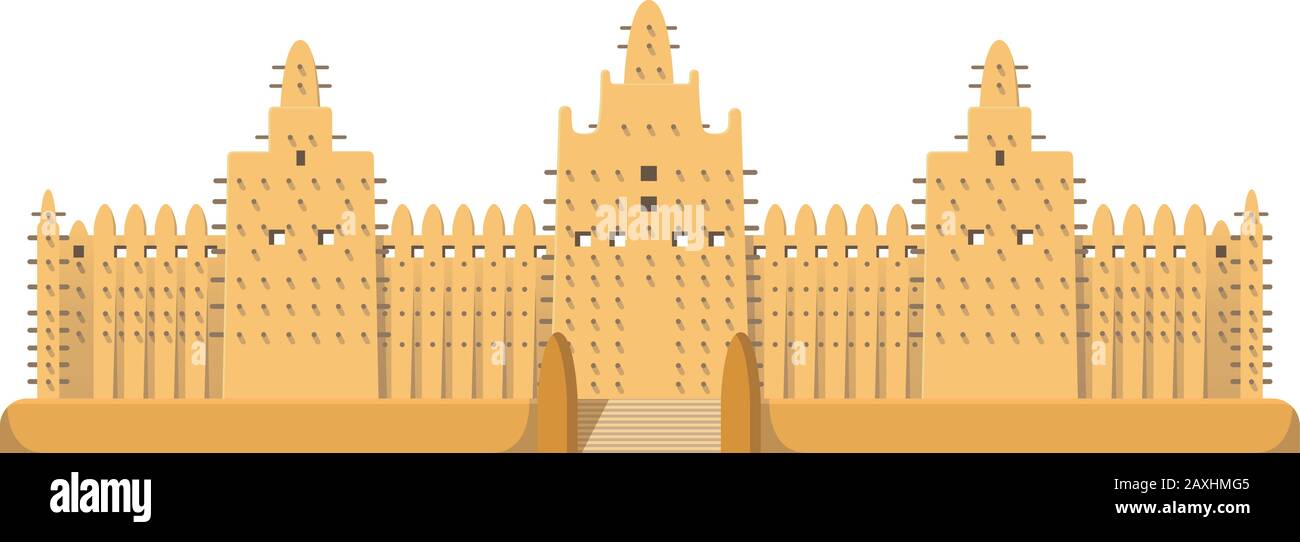 Große Moschee von Djenne (Mali). Isoliert auf weißer Hintergrundvektor-Abbildung. Stock Vektor