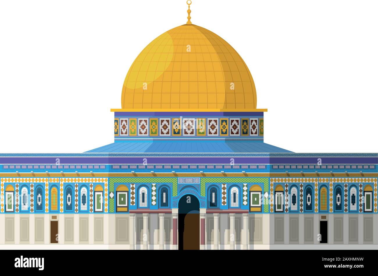 Kuppel des Felsens (Jerusalem). Isoliert auf weißer Hintergrundvektor-Abbildung. Stock Vektor