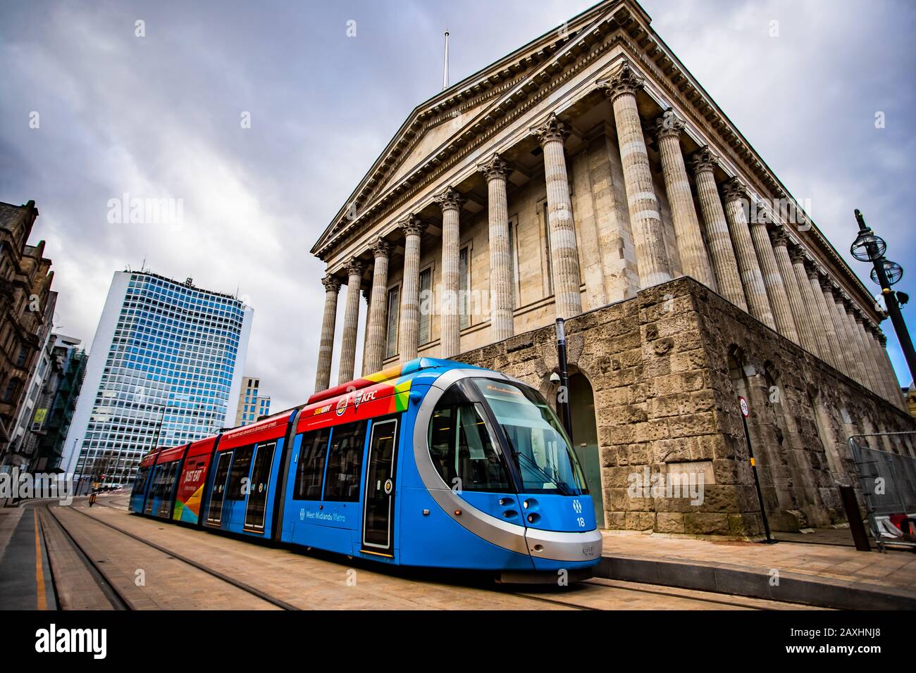 Die Midland Metro erstreckt sich weiterhin durch die Stadt Birmingham, Großbritannien. Stockfoto