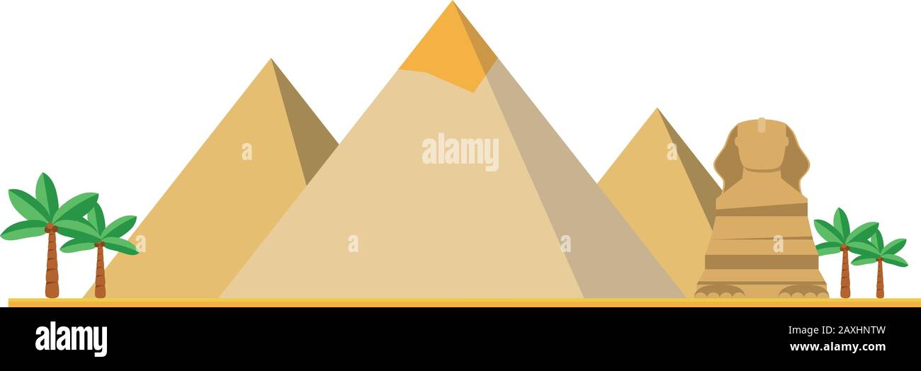 Die Pyramiden von Gizeh (Ägypten). Isoliert auf weißer Hintergrundvektor-Abbildung. Stock Vektor