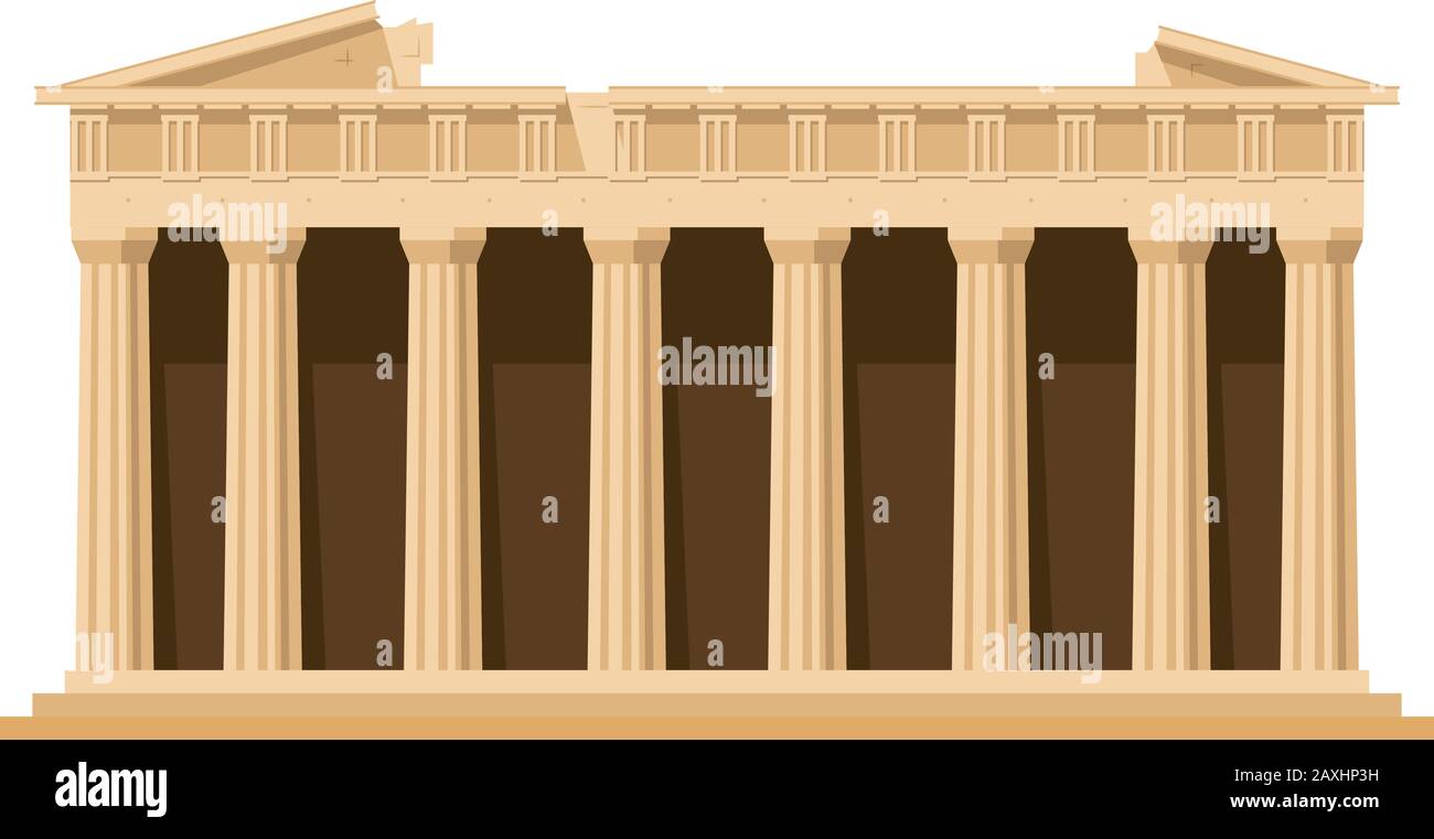 Parthenon (Athen, Griechenland). Isoliert auf weißer Hintergrundvektor-Abbildung. Stock Vektor