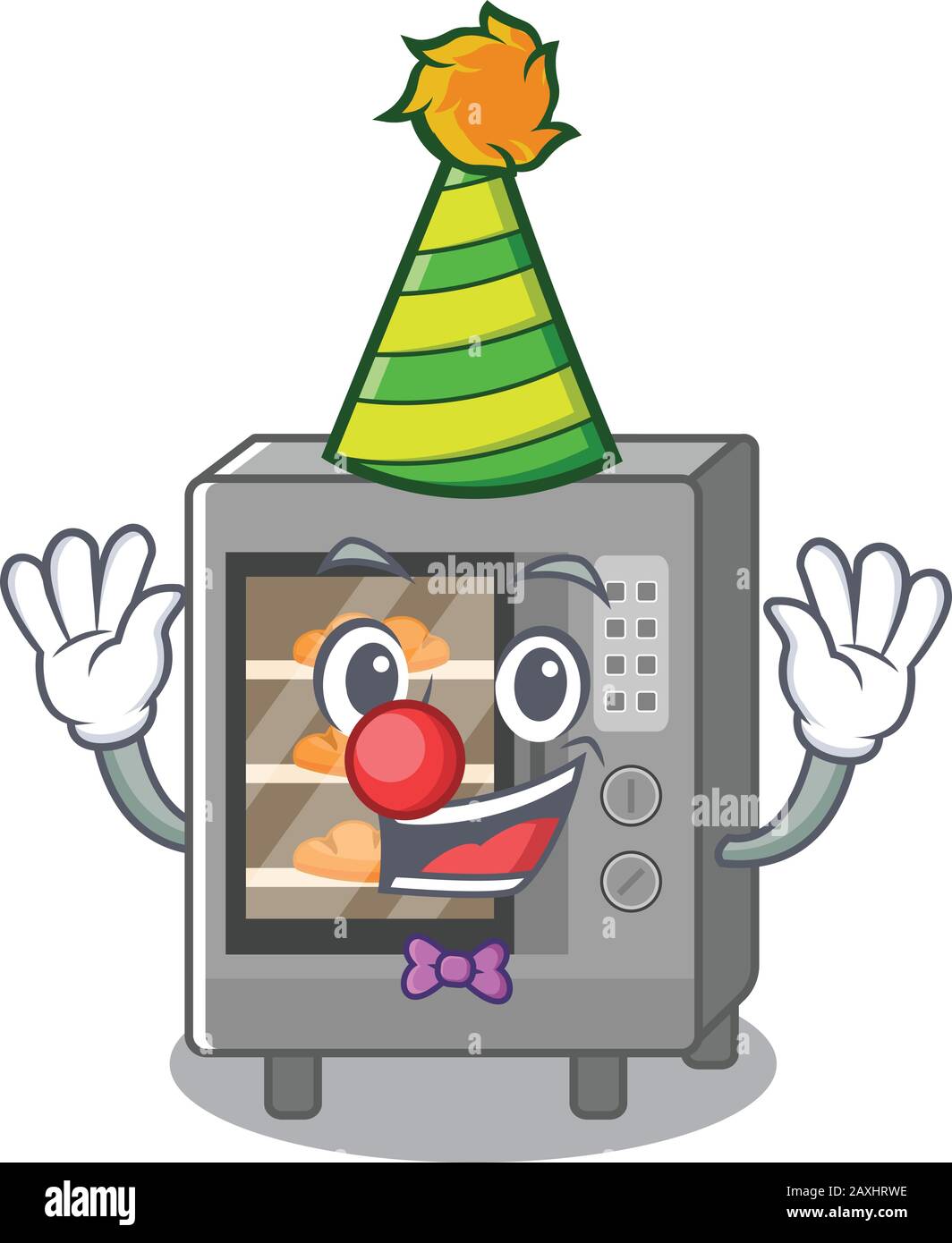 Lustiger Clown Backofen-Kuchen-Cartoon-Charakter Maskottchen Design Stock Vektor