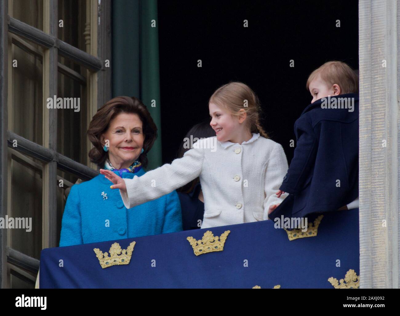 Stockholm, SCHWEDEN - 30. APRIL 2018: Die Feier des 72-jährigen Königs Carl XVI Gustaf im Königspalast. Stockfoto