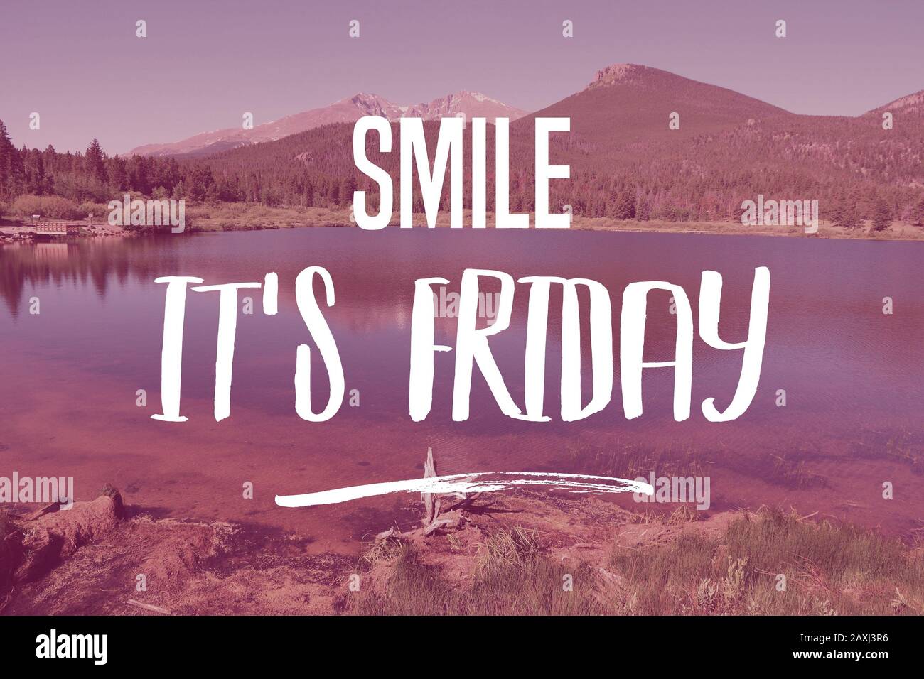 Lächeln Es ist Freitag - Social Media motivationale Banner. Stockfoto