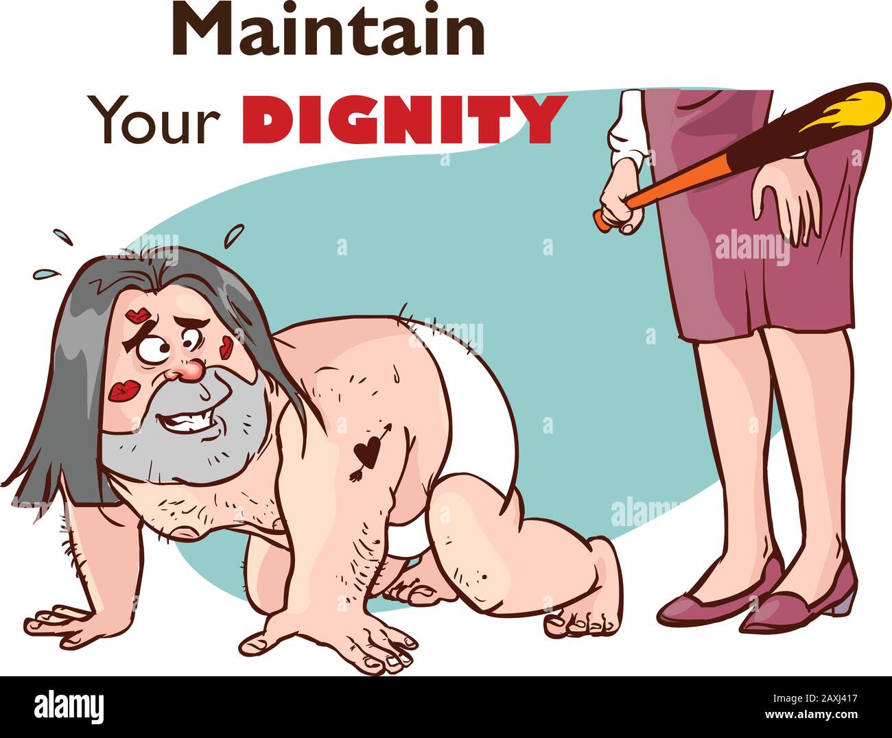 Betrügerischer Ehemann erwischt, während er der Vektordarstellung entkommen ist Stock Vektor