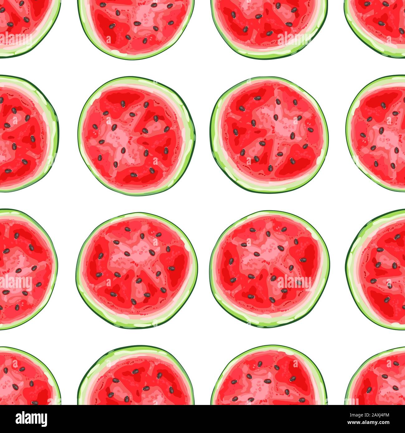 Nahtloses Muster mit Wassermelonenschnitten. Stock Vektor
