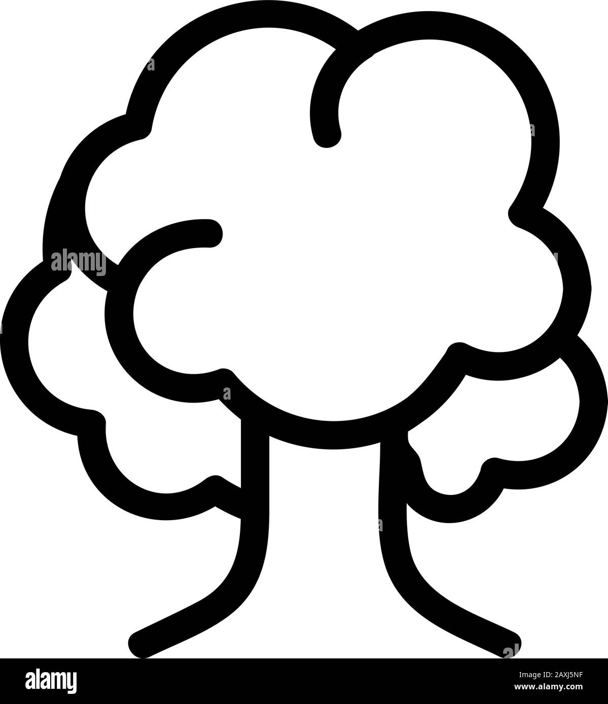 Vektor für Baumsymbole. Dünnes Linienschild. Isolierte Darstellung des Kontursymbols Stock Vektor