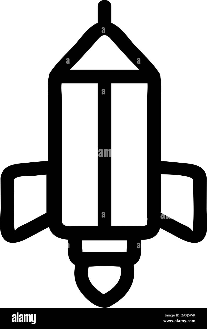 Symbolvektor für Raketenstift. Dünnes Linienschild. Isolierte Darstellung des Kontursymbols Stock Vektor