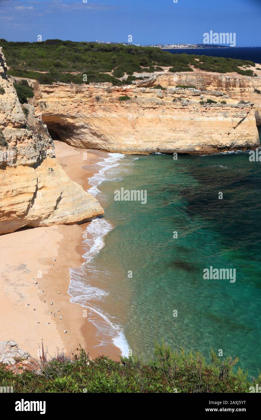 Region Algarve, Portugal. Strand in Lagoa - Praia da Malhada do Baraco. Portugal Natur. Stockfoto