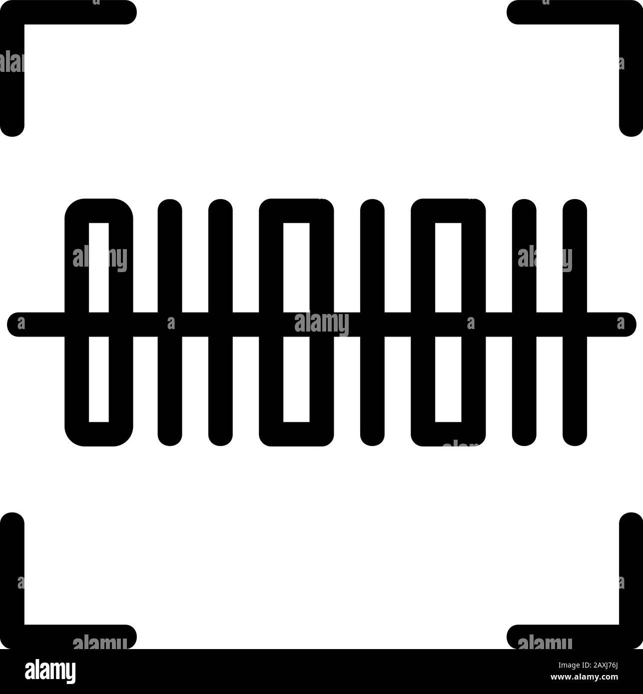 Strichcode-Symbol-Vektor des Scanners. Dünnes Linienschild. Isolierte Darstellung des Kontursymbols Stock Vektor