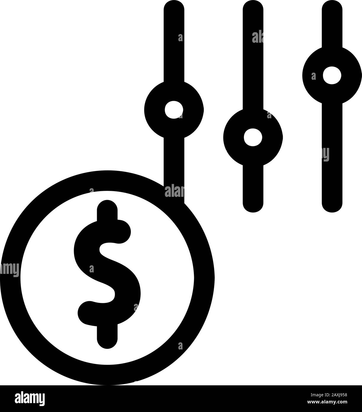 Symbolvektor für Dollar-Tuning. Isolierte Darstellung des Kontursymbols Stock Vektor