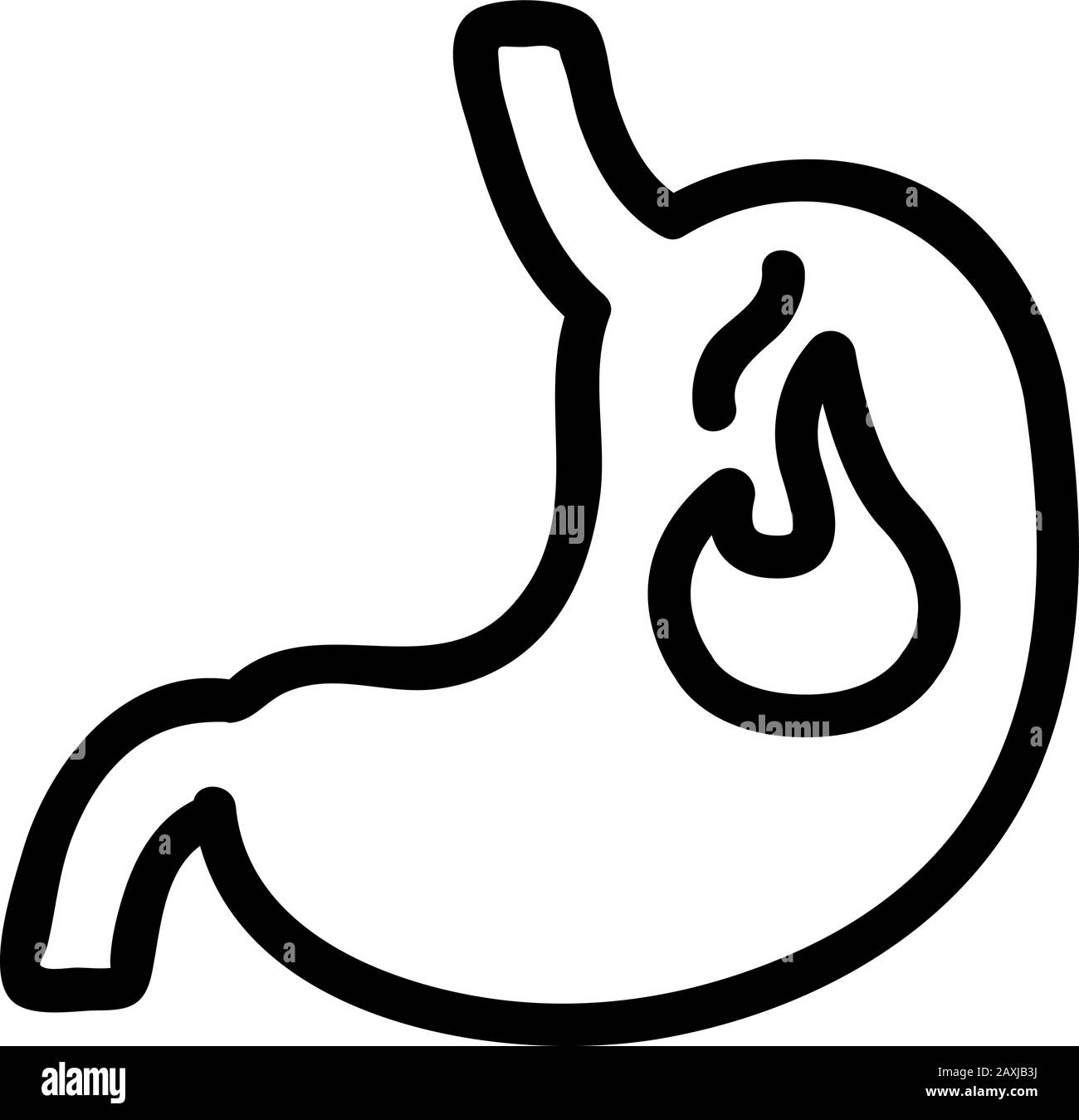 Der Magen verbrennt den Symbolvektor. Isolierte Darstellung des Kontursymbols Stock Vektor