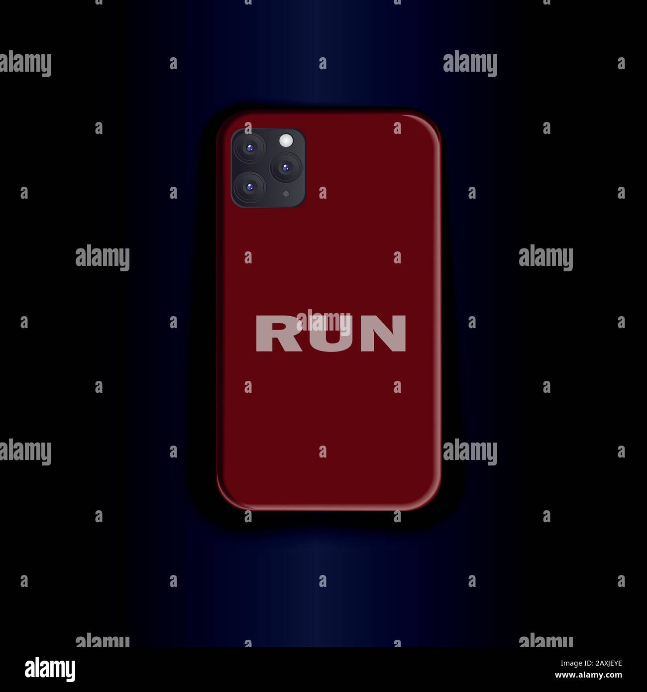 Vector Smartphone-Hülle - elegantes Accessoire. Trend-Design-Cover-Print - Run-Beschriftung auf marsala Hintergrund. Stock Vektor