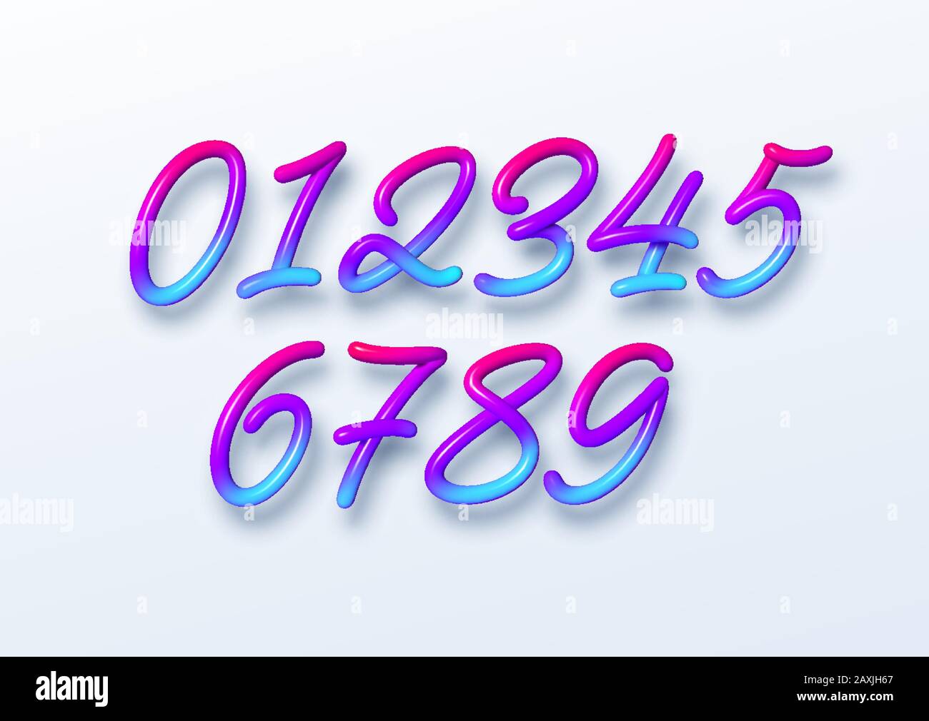 Rainbow Sale Schriftnummern im 3D-Stil. Zahlen mit flüssiger Wirkung eines Farbgradienten im volumetrischen Stil. Isolierte Zahlen auf weißem Hintergrund Stock Vektor