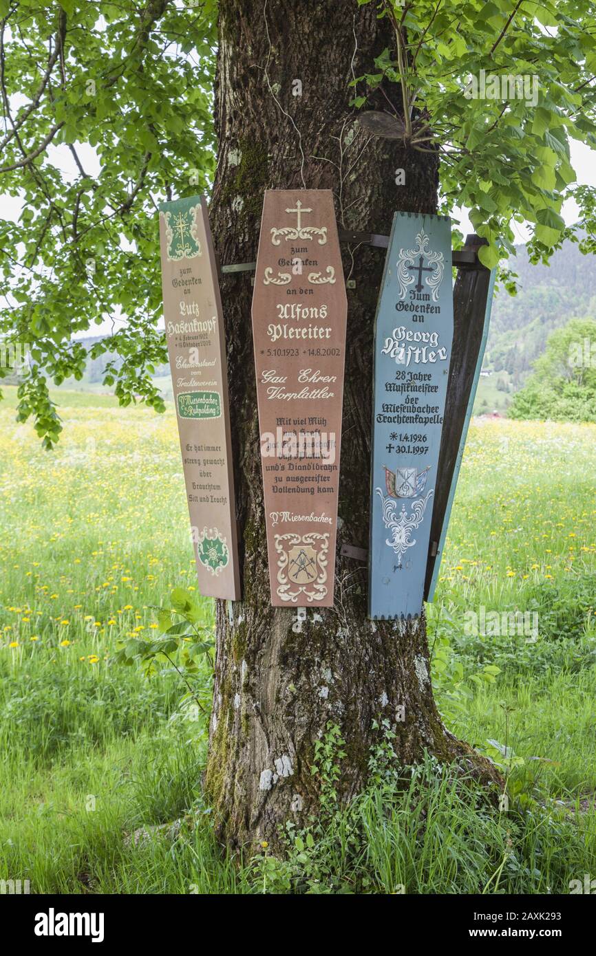 Wegschrein, Marterl am Kapellenweg in Ruhpolding, Chiemgau, Oberbayern, Bayern, Süddeutschland, Deutschland, Europa Stockfoto