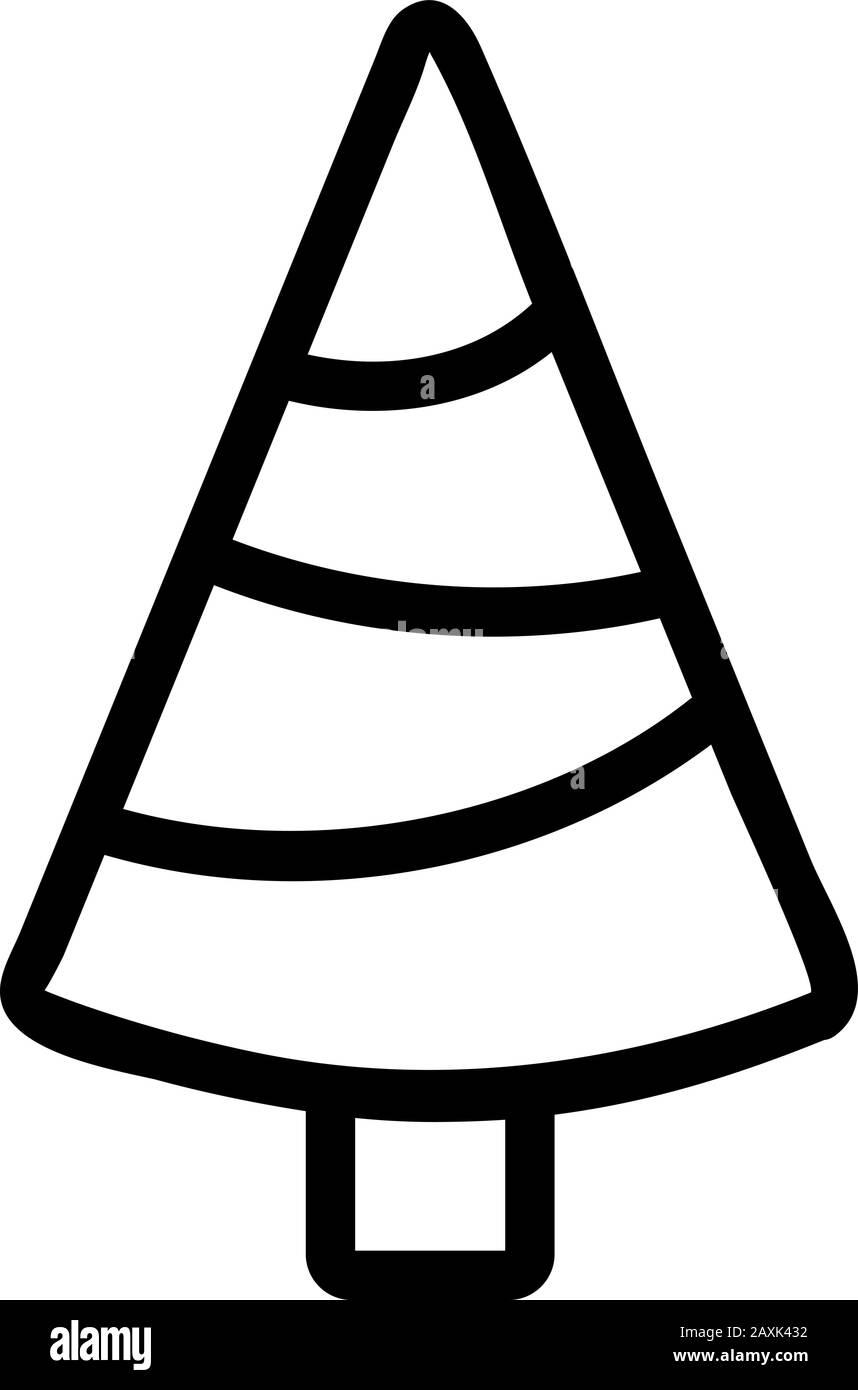 Der Symbolvektor des Weihnachtsbaums. Isolierte Darstellung des Kontursymbols Stock Vektor