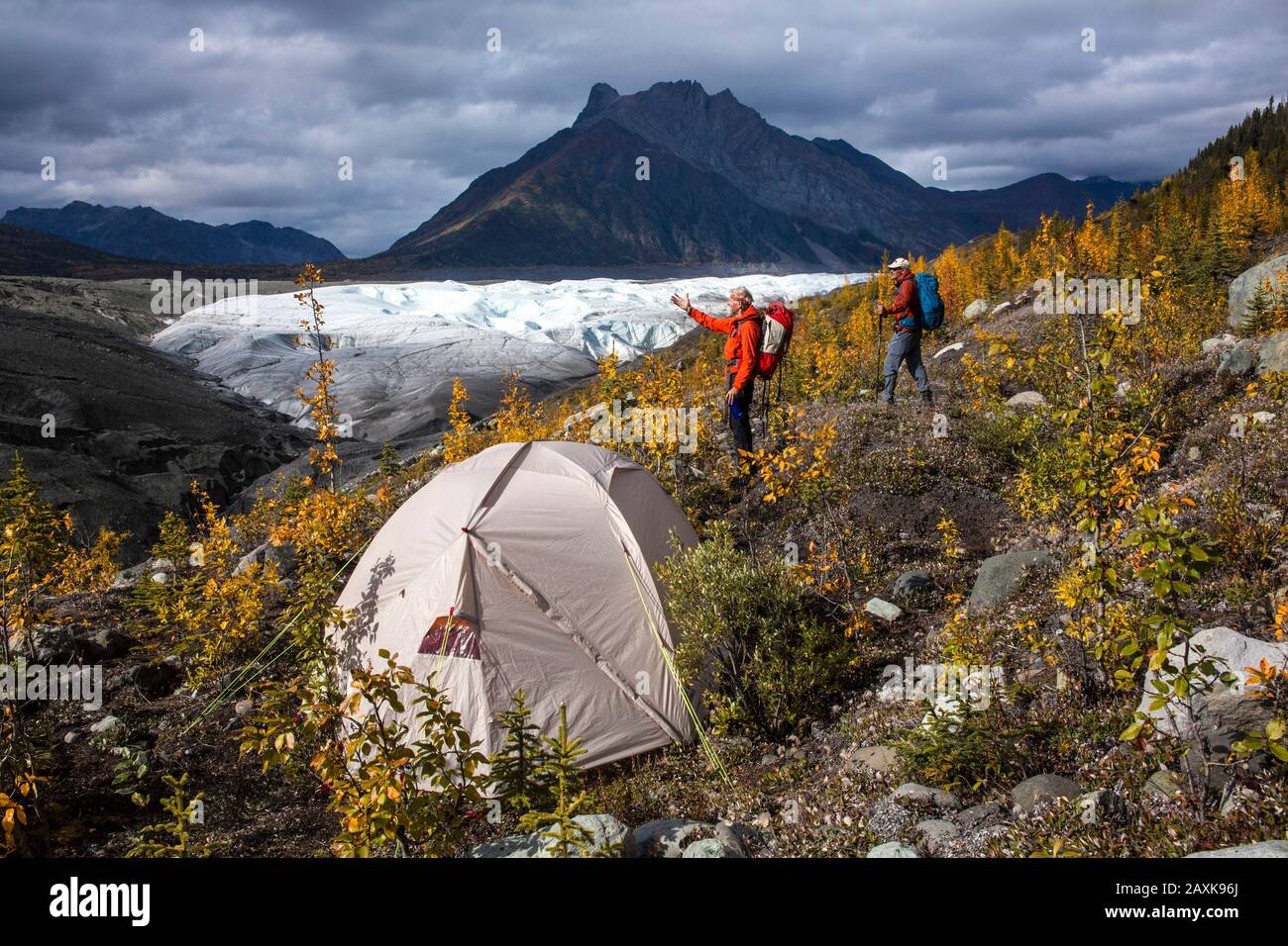 Camping bei Mc Carthy im Wrangell - St.Elias NP Stockfoto