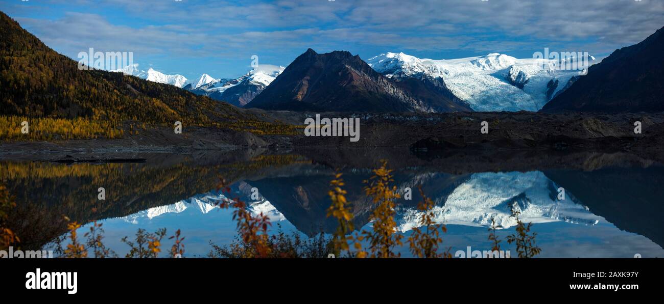 Kennicott Gletscher und Root Gletscher im Wrangell - St.Elias NP Stockfoto