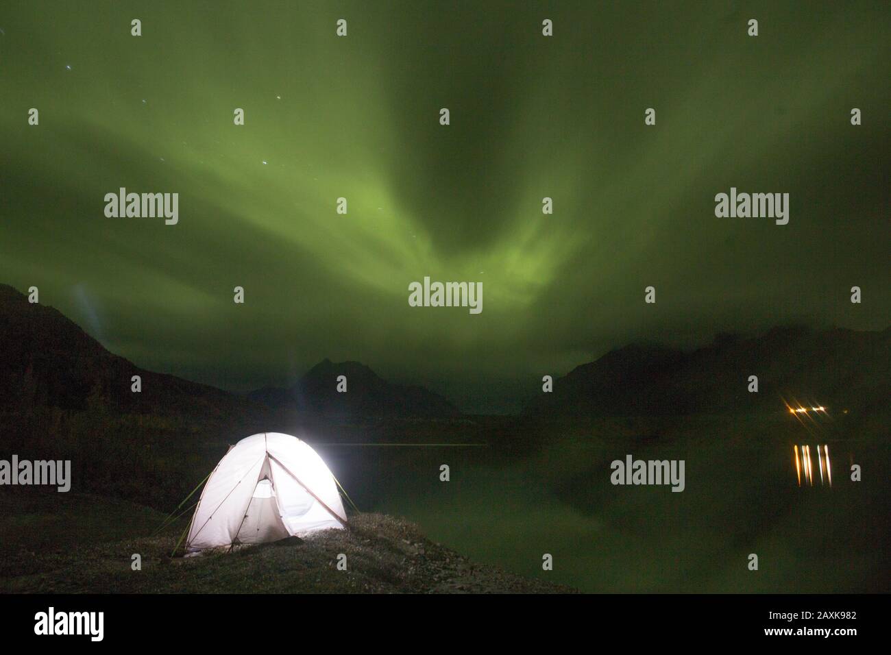 Camping bei Mc Carthy im Wrangell - St.Elias NP Stockfoto