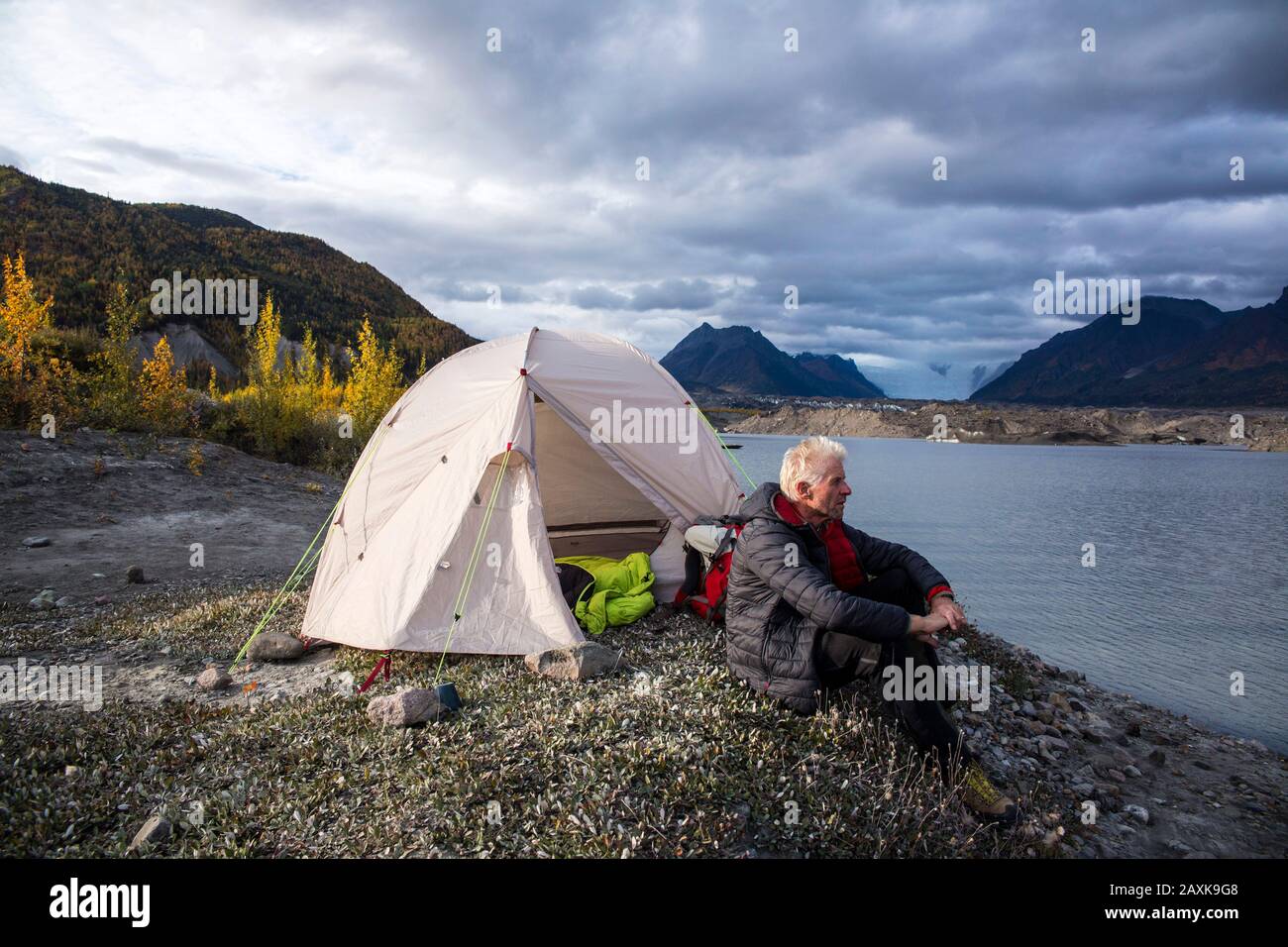 Camping bei Mc Carthy im Wrangell - St.Elias NP Stockfoto