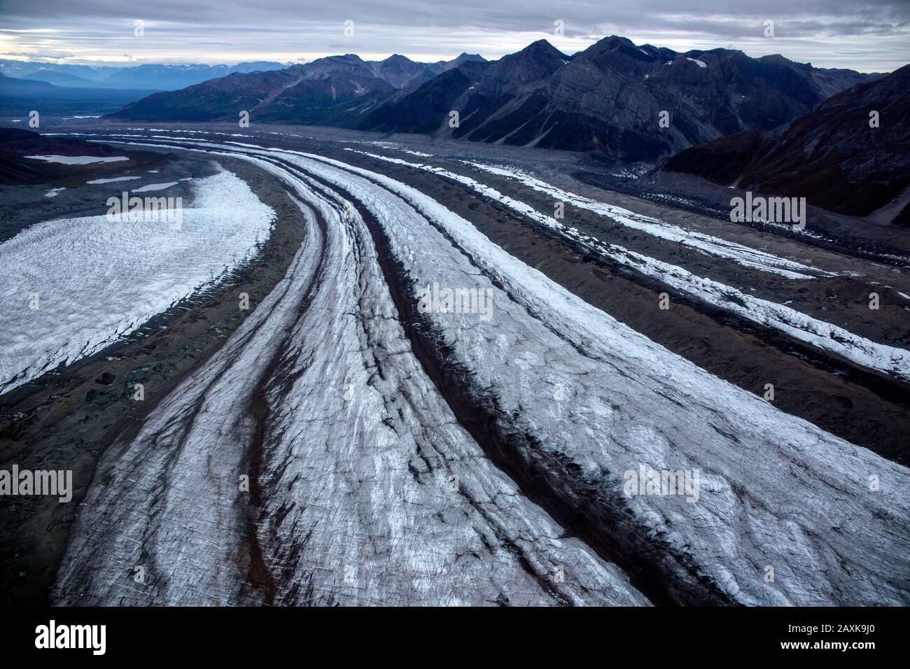 Kennicott Gletscher und Root Gletscher im Wrangell - St.Elias NP Stockfoto