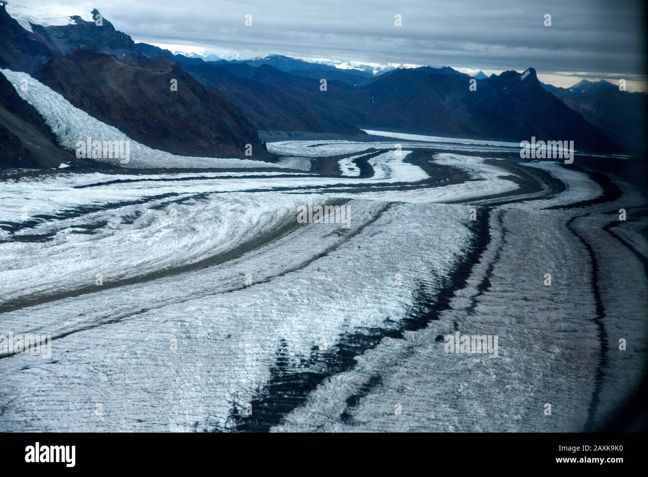 Kennicott Gletscher und Root Gletscher im Wrangell - St.Elias NP Stockfoto