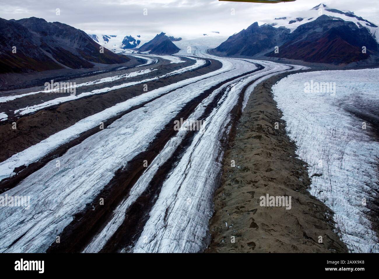 Kennicott Gletscher und Root Gletscher im Wrangell - St.Elias NP Stockfoto