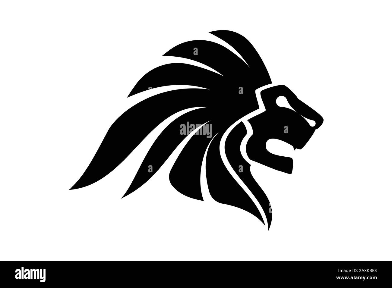 Lion Head Logo Vector Template Illustration Design, Wild Lion Head Mascot Stock Vektor