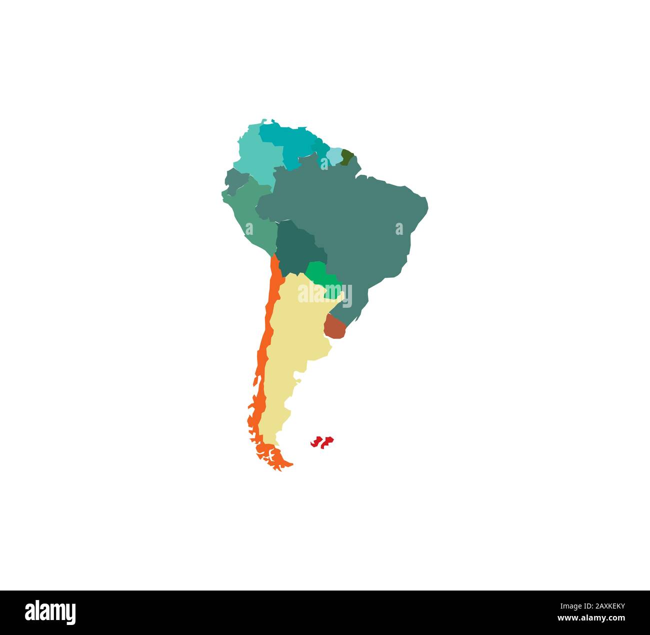 Südamerika Karte auf weißem Hintergrund. Vektorgrafiken. Stock Vektor