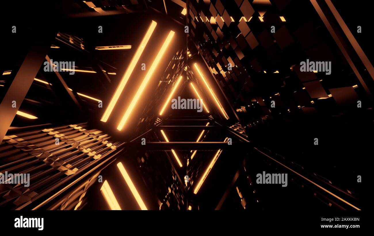 Lasershow von leuchtenden Linien von Neonlichtern Stockfoto