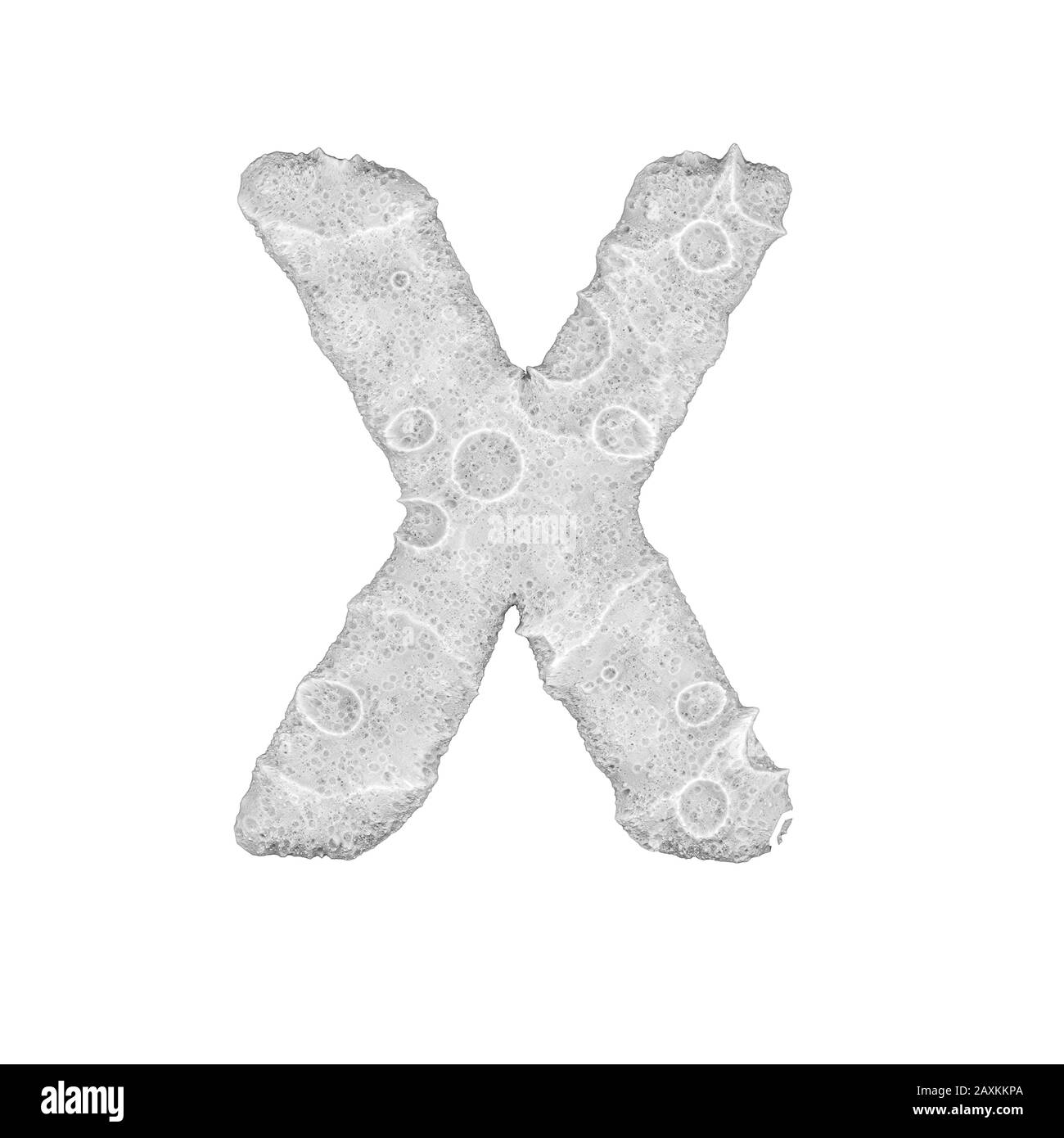 Mondstilisierter Buchstabe "X" - auf weißem Hintergrund - 3D-Rendering Stockfoto