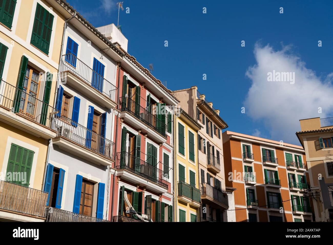Häuser an der Plaça d'En Colle, Altstadt von Palma de Mallorca, Mallorca, Spanien, Stockfoto
